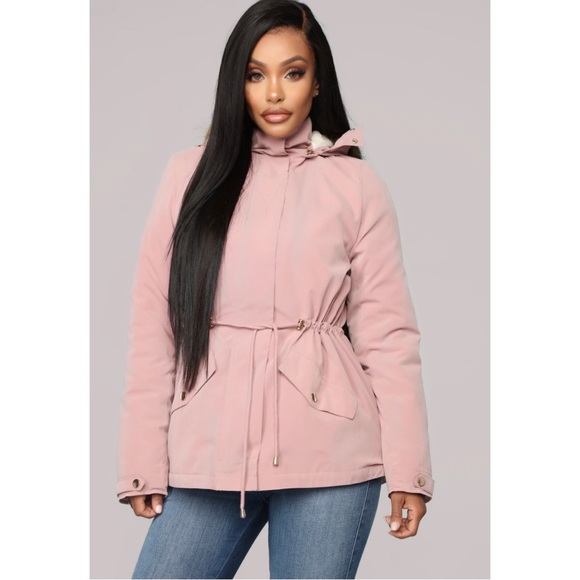 Mauve hooded utility jacket removable hooded sherpa lined sz s toggle waistband - Picture 2 of 8